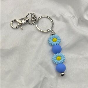 Blue Floral Keychain Accessory